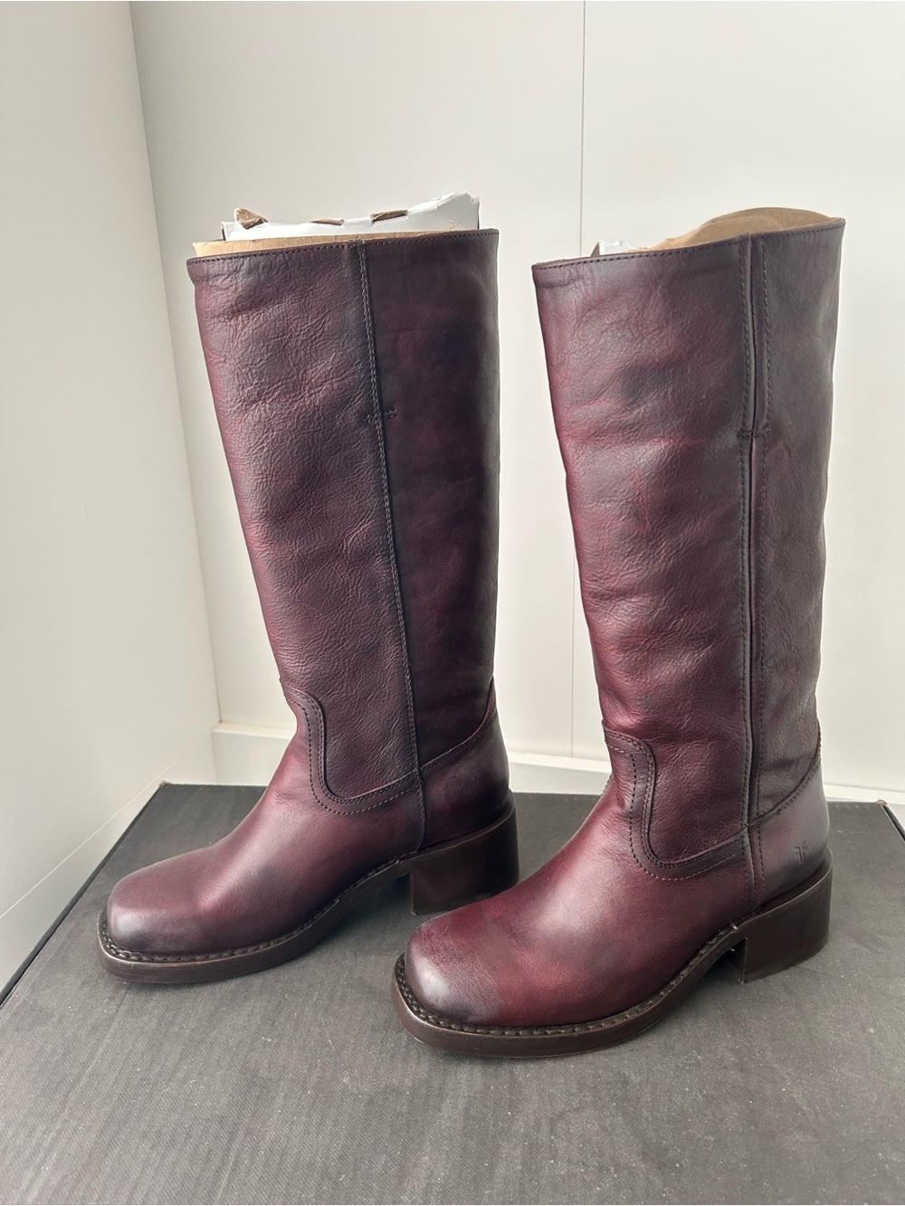 Frye Women's Over-the-Knee Leather Boots in Burgundy - Picture 2 of 4